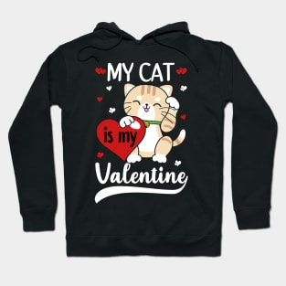 My Cat Is My Valentine Heart Valentines Day Hoodie